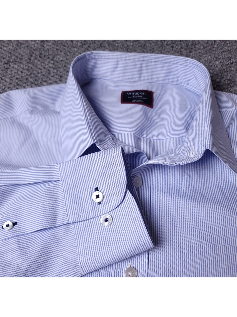 UNTUCKit Bordeaux Shirt Mens XL Reg Blue Button Long Sleeve Striped Cotton